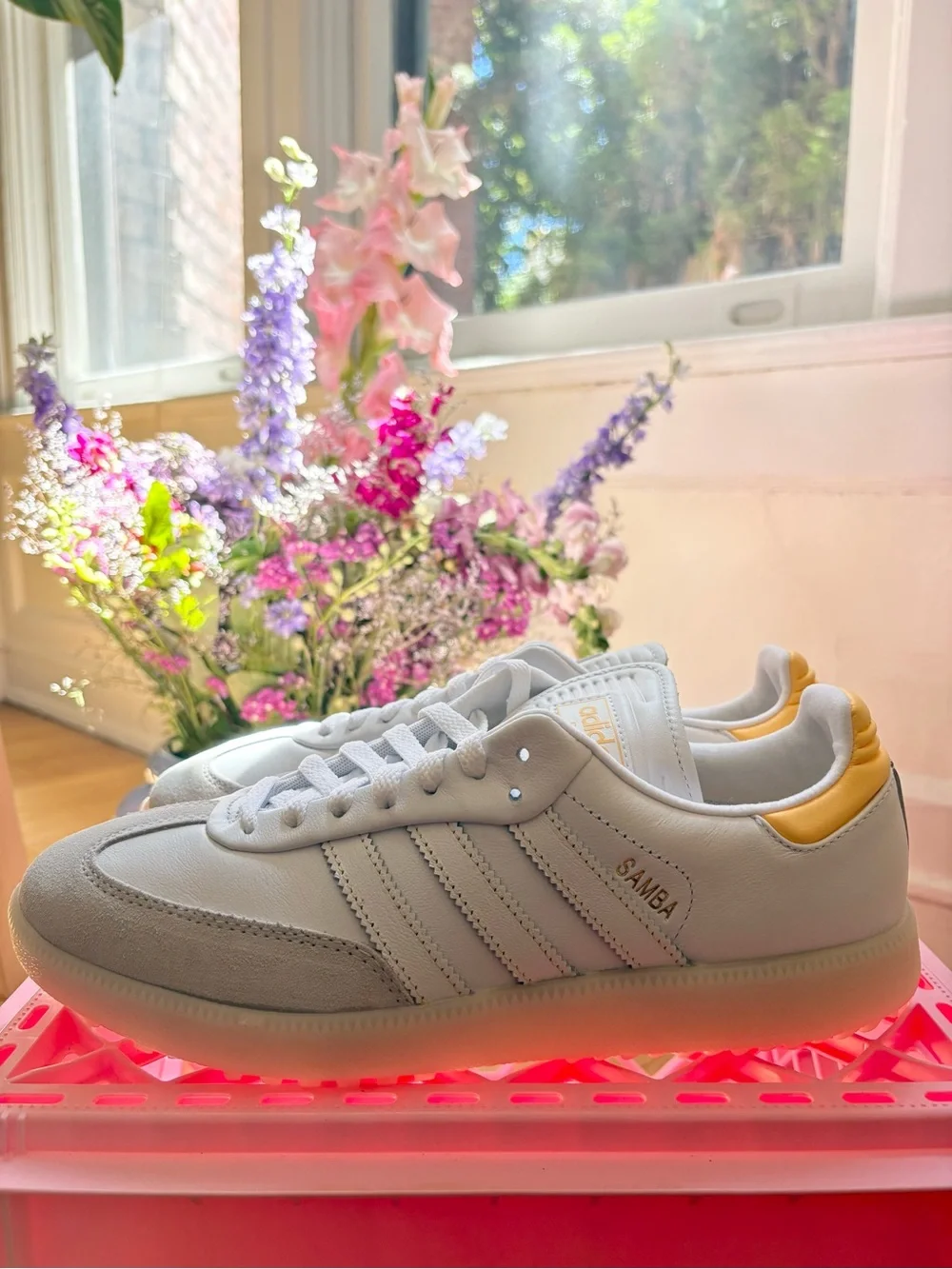 adidas samba spikeless golf shoes 'cloud white'/'ice tangerine'